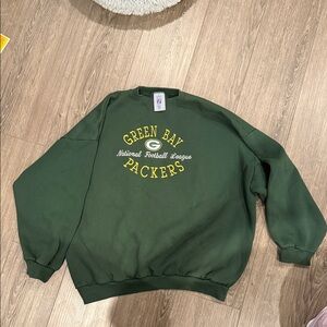LOGO 7 Green Bay Packers Crewneck Sweatshirt - Dark Green with Yellow Logo